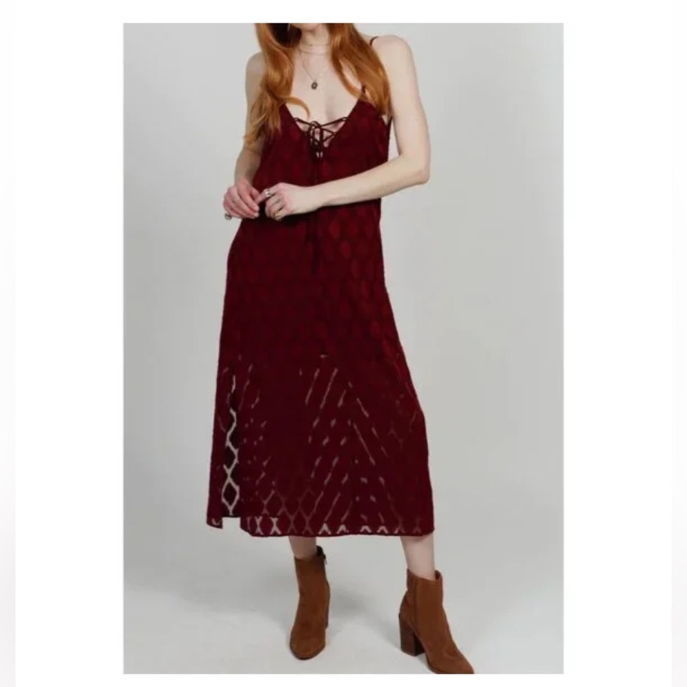 Band of the free NWT Merlot spaghetti strap midi dress